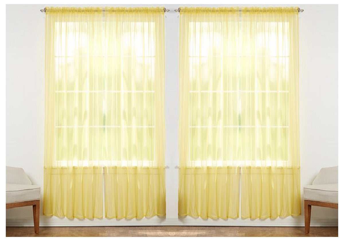 J&V TEXTILES 4-Pack Value: Solid Sheer Window Curtain Panels
