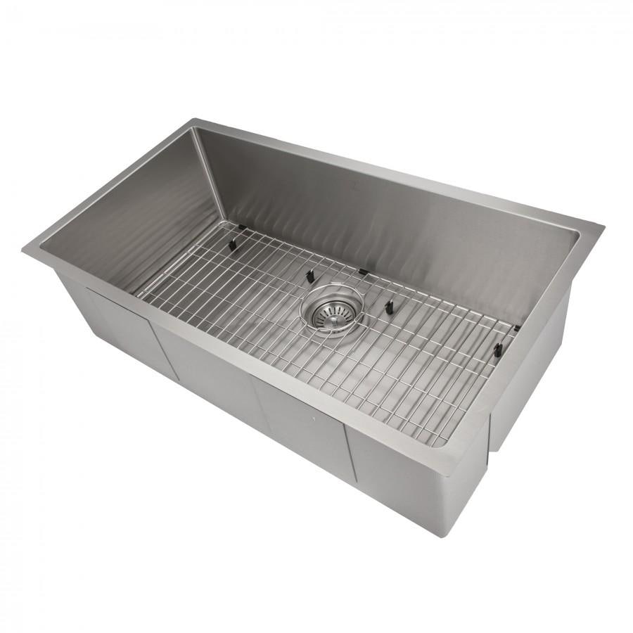 ZLINE Undermount Single Bowl Stainless Steel Kitchen Sink with Bottom Grid Silver