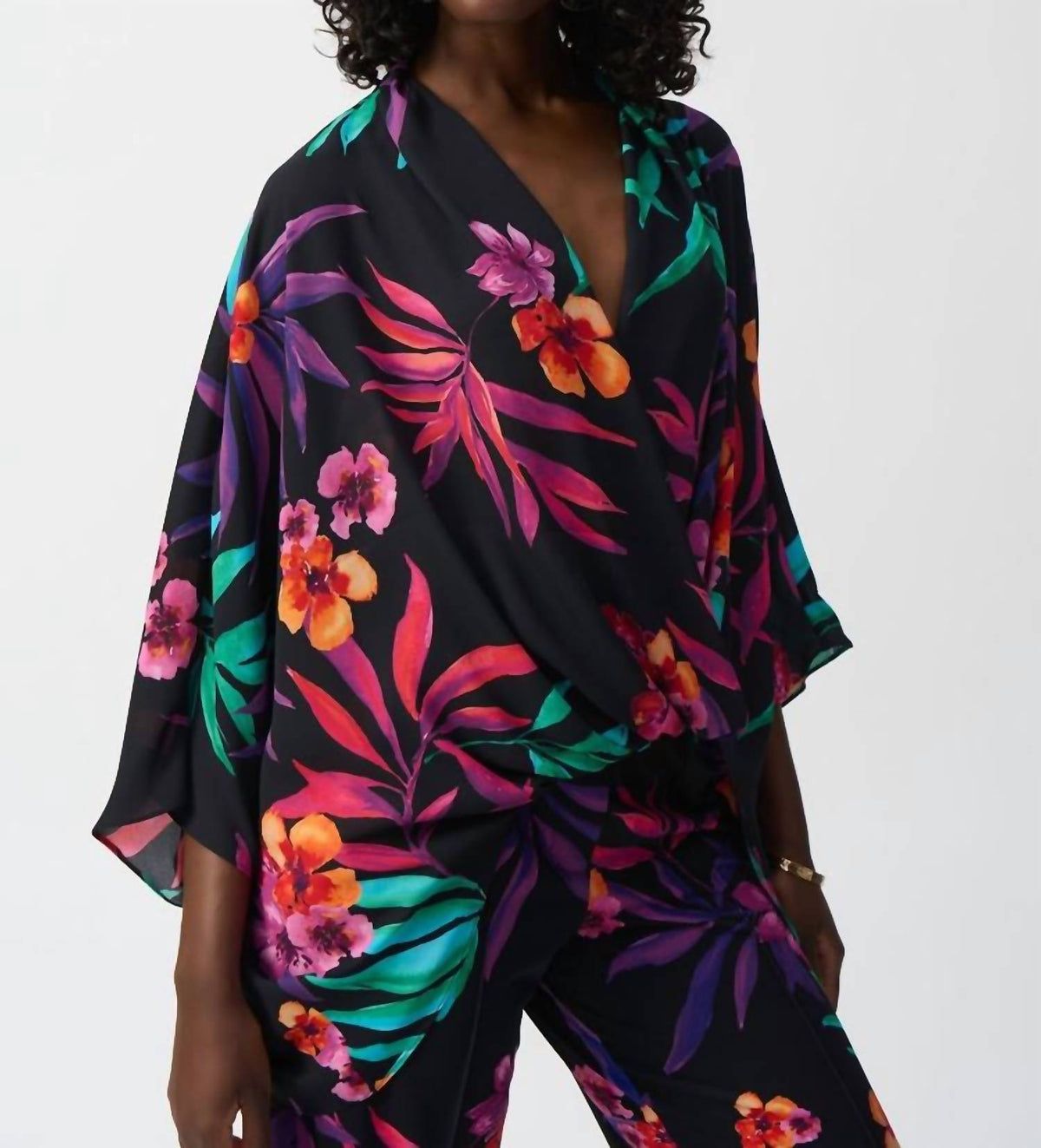 Joseph Ribkoff - Floral V-neck Wrap Pullover Top