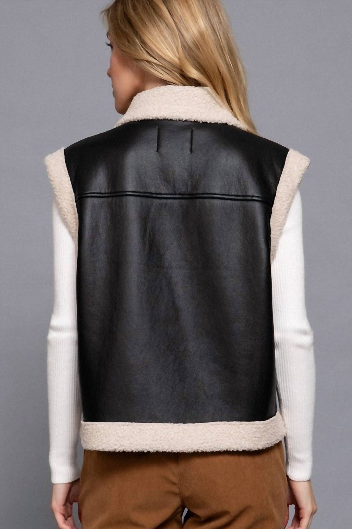 Active Usa - Faux Leather Inner Fur Vest