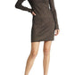 Chelsea28 Cutout Metallic Rib Long Sleeve Minidress in Black, Size X-Small