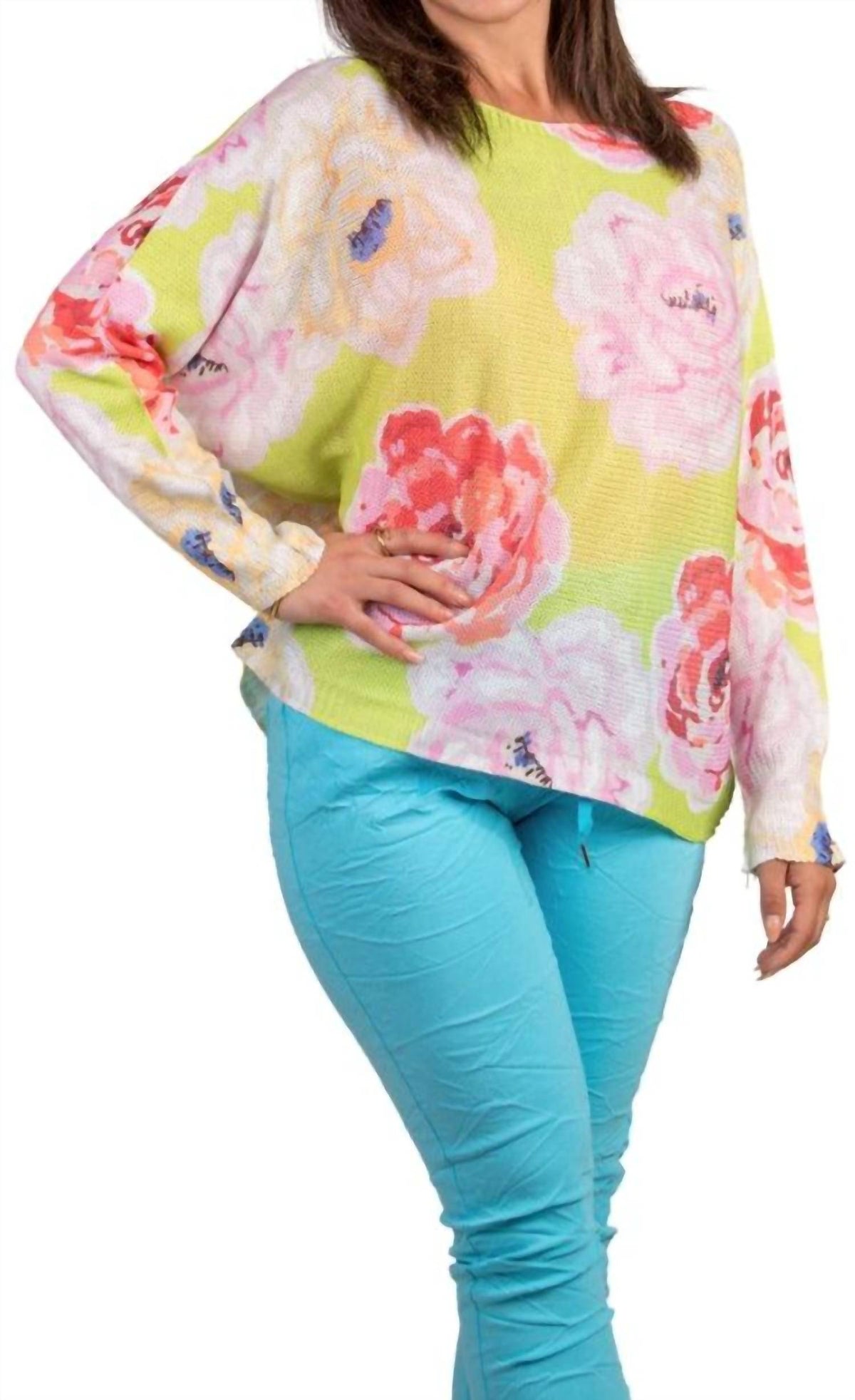 Gigi Moda - Daria Flower Print Batwing Sweater