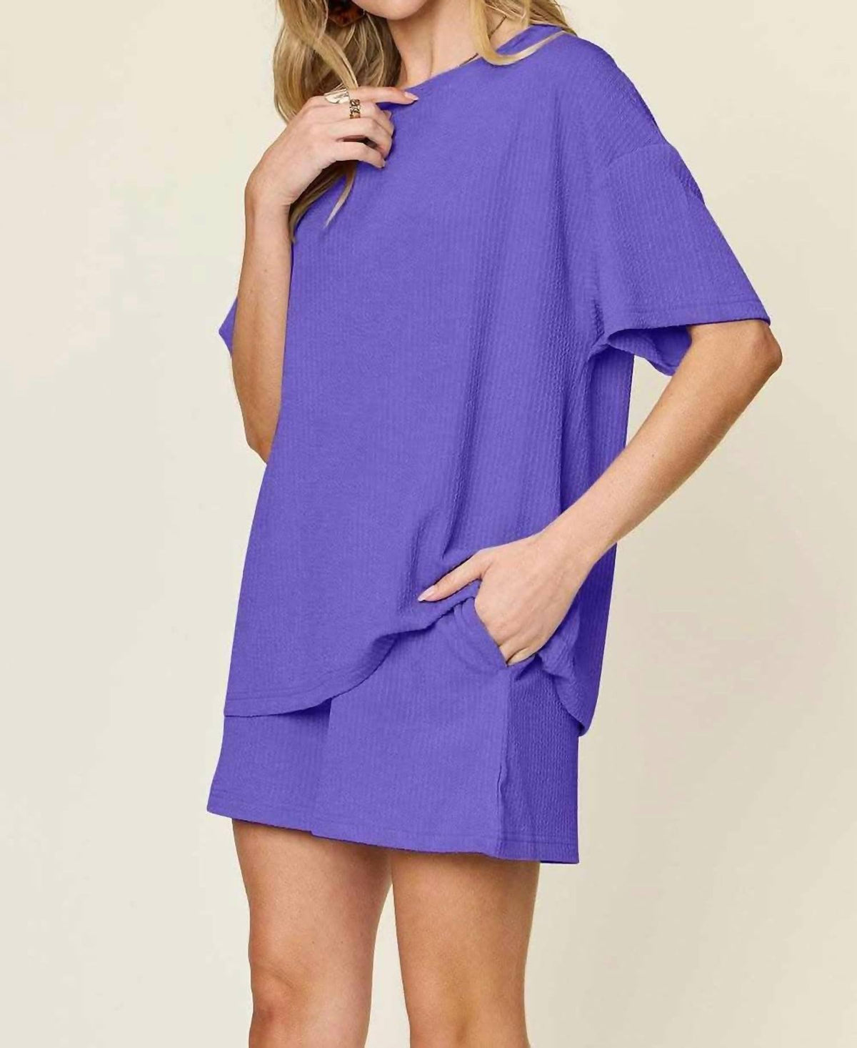 Double Take - Cozy Comfy Fit T-shirt & Shorts Set