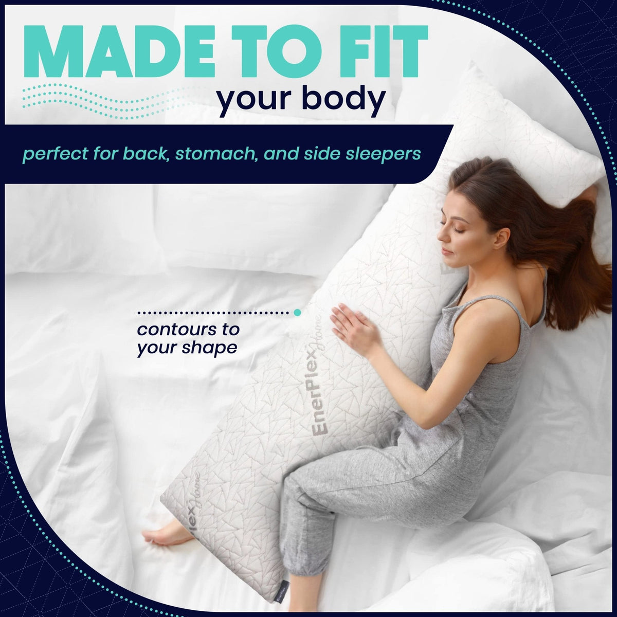 Adjustable Memory Foam Body Pillow- 54 x 20 Inches