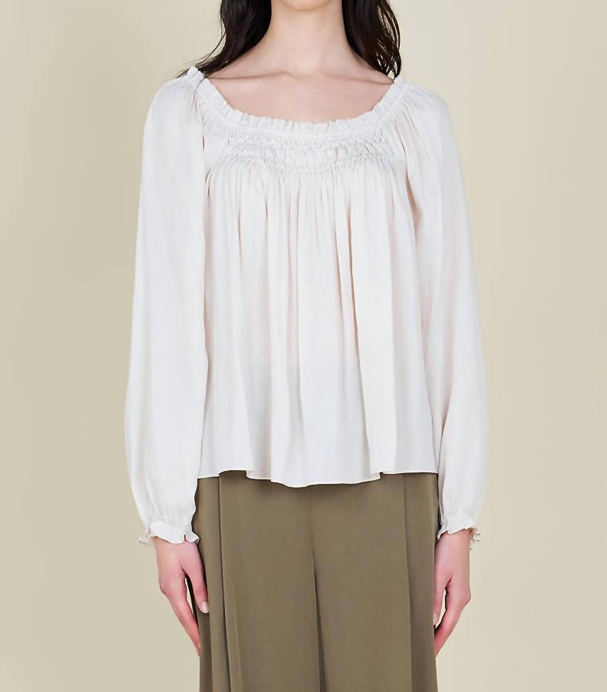 Grade & Gather - Hand Smocking Detail Satin Top