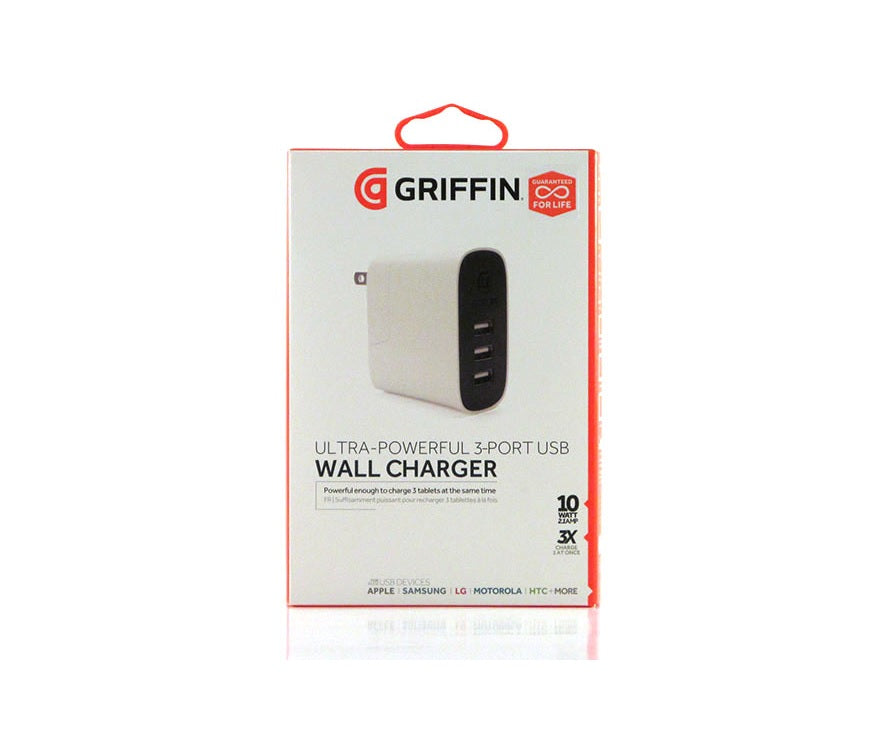 Griffin Powerblock Ultra Powerful 3-Port USB with Charge Sensor - White