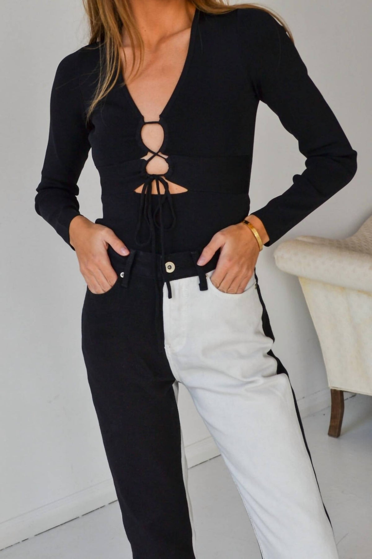 Astr - Lace Up Top