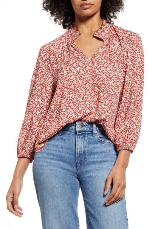 caslon-floral-print-split-neck-shirt-rust-ivory-ikat-bloom
