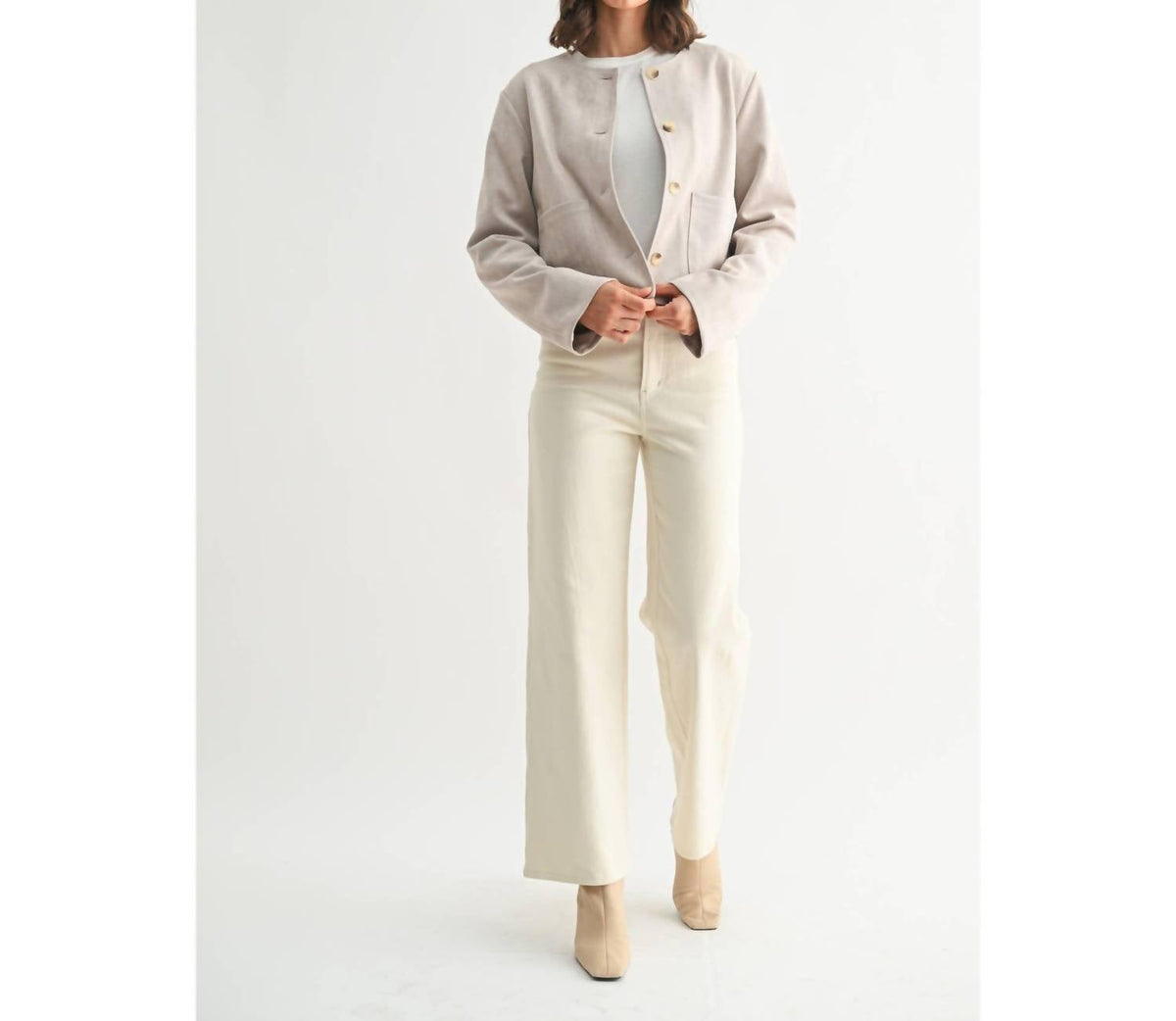 Fun 2 Fun - Suede Button Down Jacket