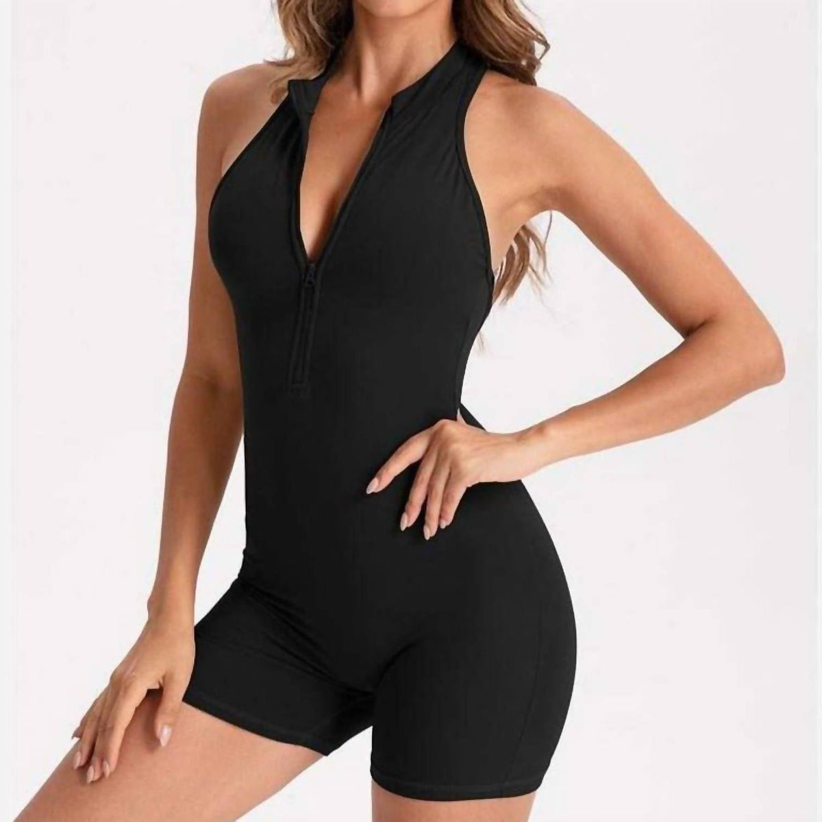 Rockstar Peach - Lola Halter Zip Romper