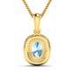 1.35 Carat Genuine Aquamarine and White Diamond 14K Yellow Gold Pendant