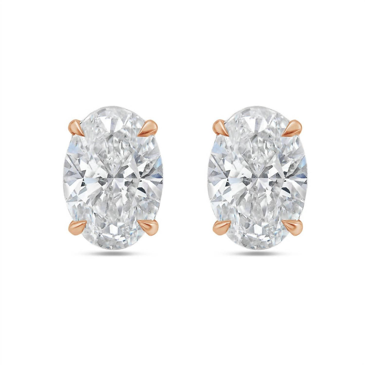 Diana M Jewels - 6.00 Cts Lab Grown Oval Cut Stud Earrings