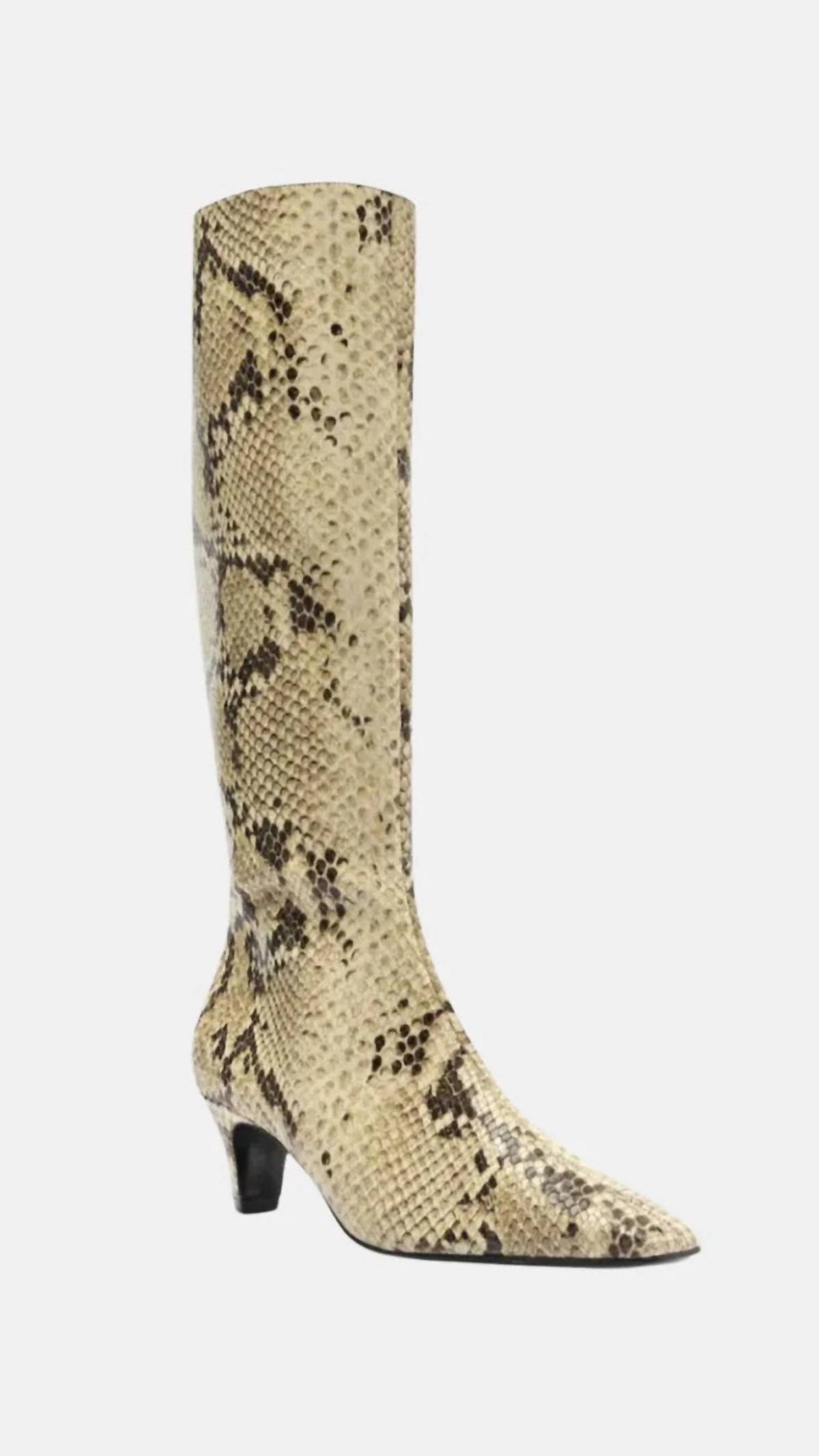 Schutz - Women's Dellia Snake-embossed Kitten Heel Boots