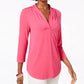 Charter Club Women's 3/4-Sleeve Top Dark Pink Size Medium