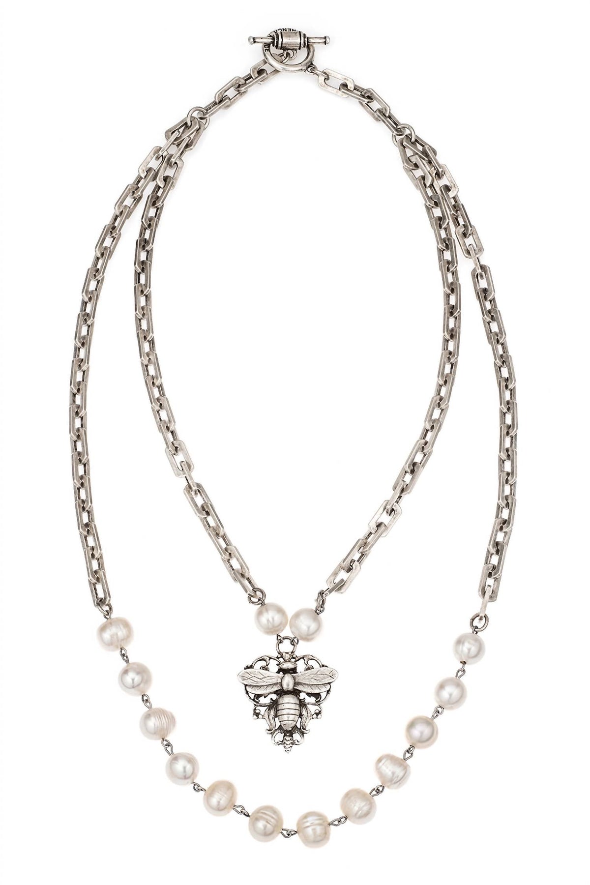 French Kande - Women's Pearls with Wire, Honfleur Chain and Filigree Miel Stack Pendant