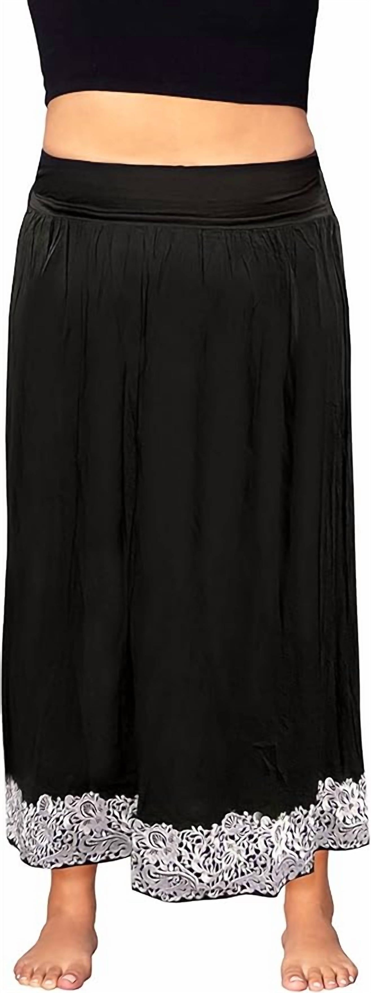 On The Plus Side - Embroidered Maxi Skirt - Plus
