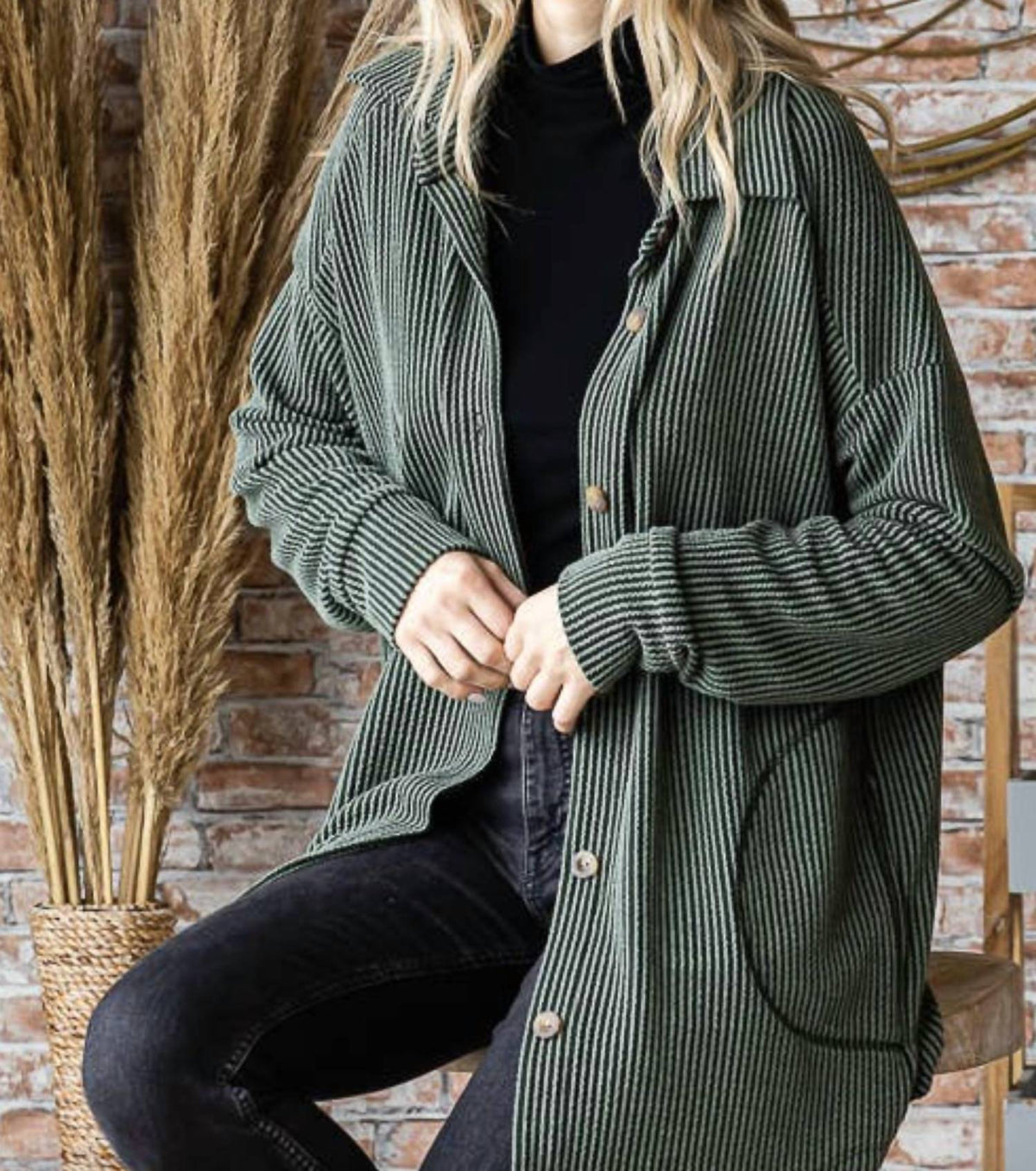 7Th Ray - Rib Button Down Side Pocket Shacket