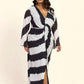 Fashion Szn Curve - Monochrome Twist Front Long Sleeve Dress