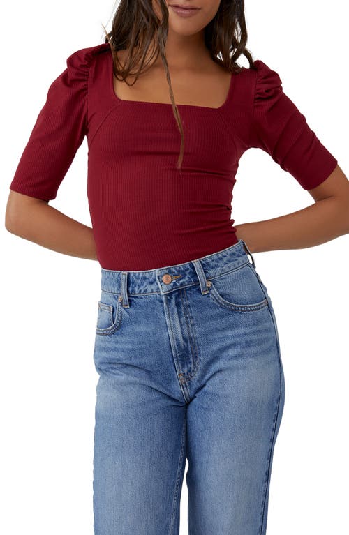 Free People Night Lily Rib Crop Top in Wine, Size Small
