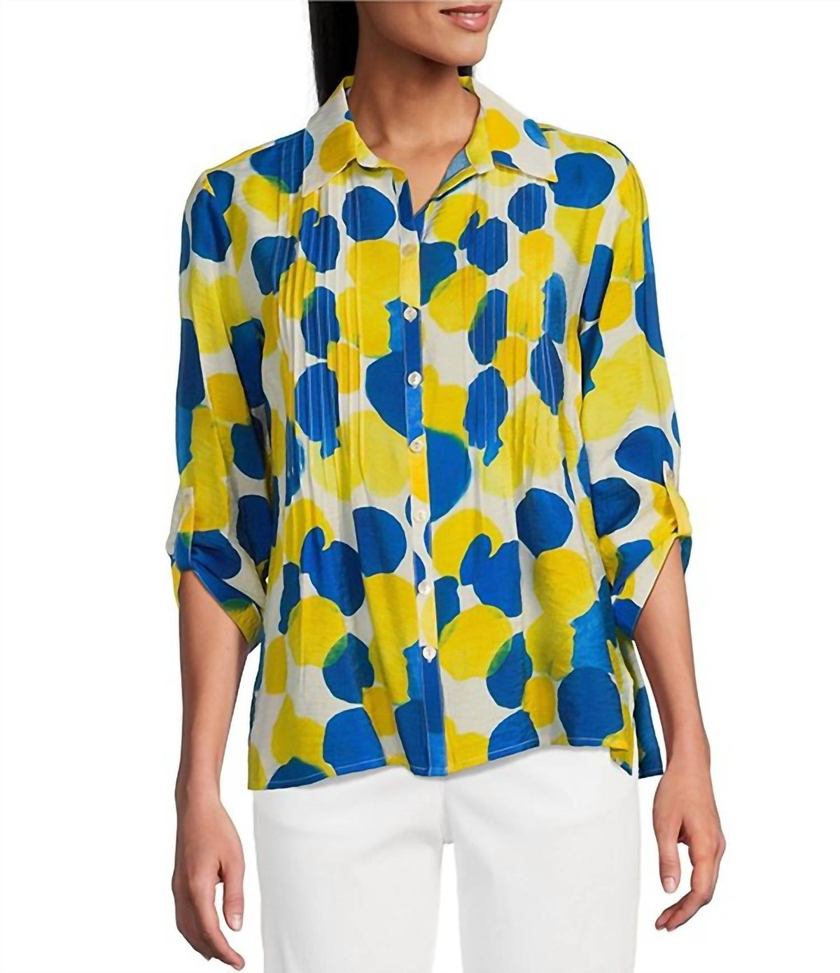 Multiples - 3/4 Sleeve Button Tuck Shirt