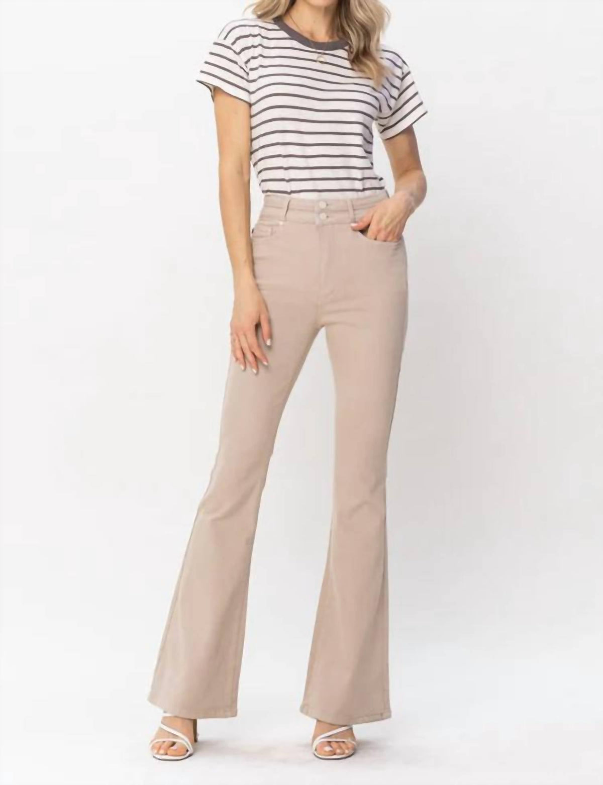 Judy Blue - Double Waistband Tummy Control Top Flare Jeans