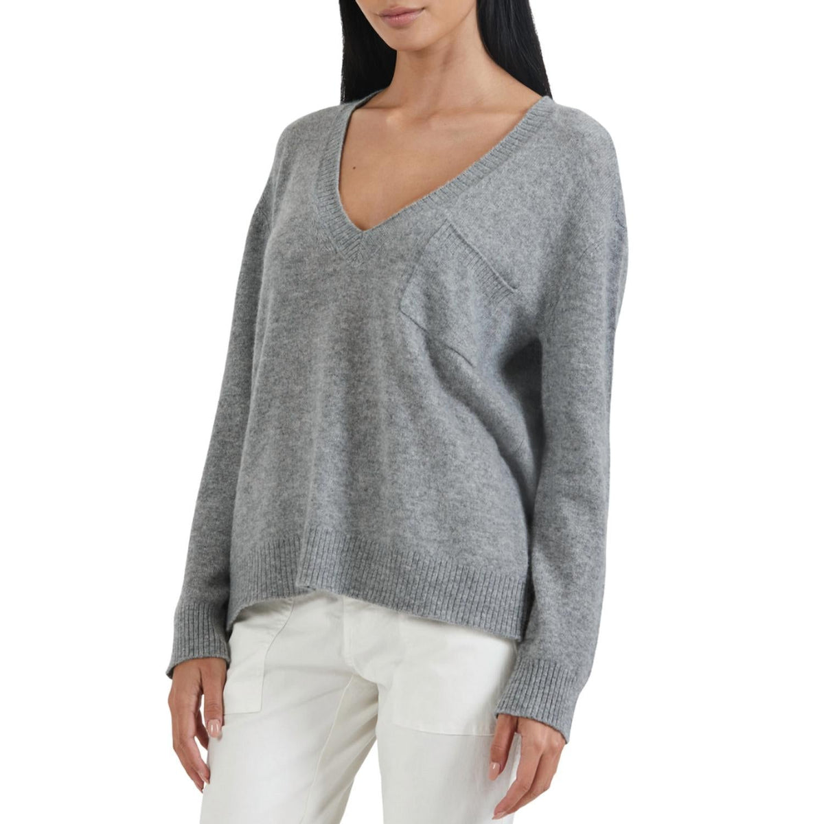 Atm - CASHMERE DEEP V-NECK POCKET SWEATER