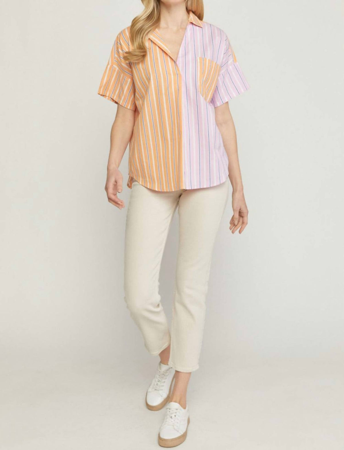 Entro - Striped Color Block Top