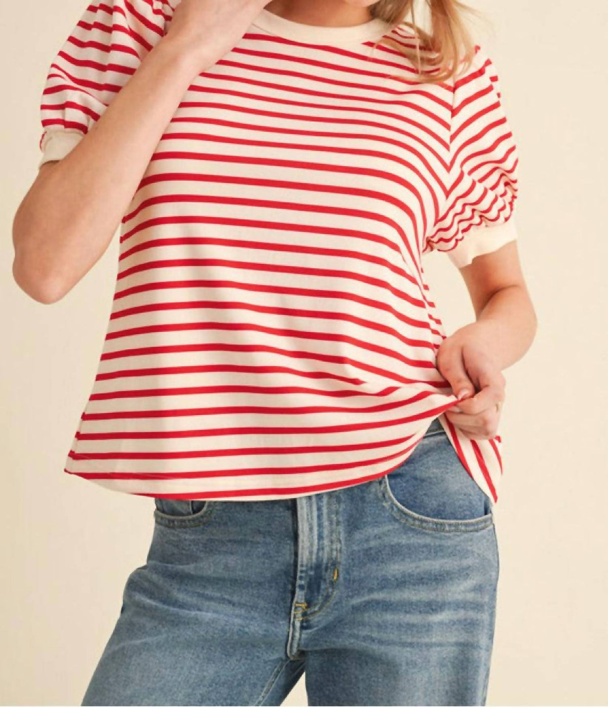 Jodifl - Alex Striped Balloon Sleeve Top