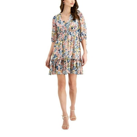 taylor-womens-floral-print-smocked-waist-a-line-dress-white