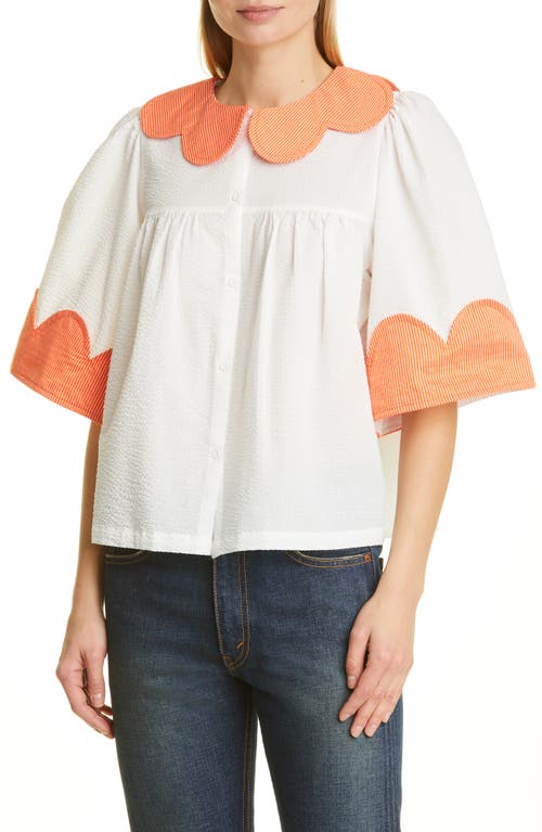 STELLA NOVA Carole Cotton Blouse White and Red