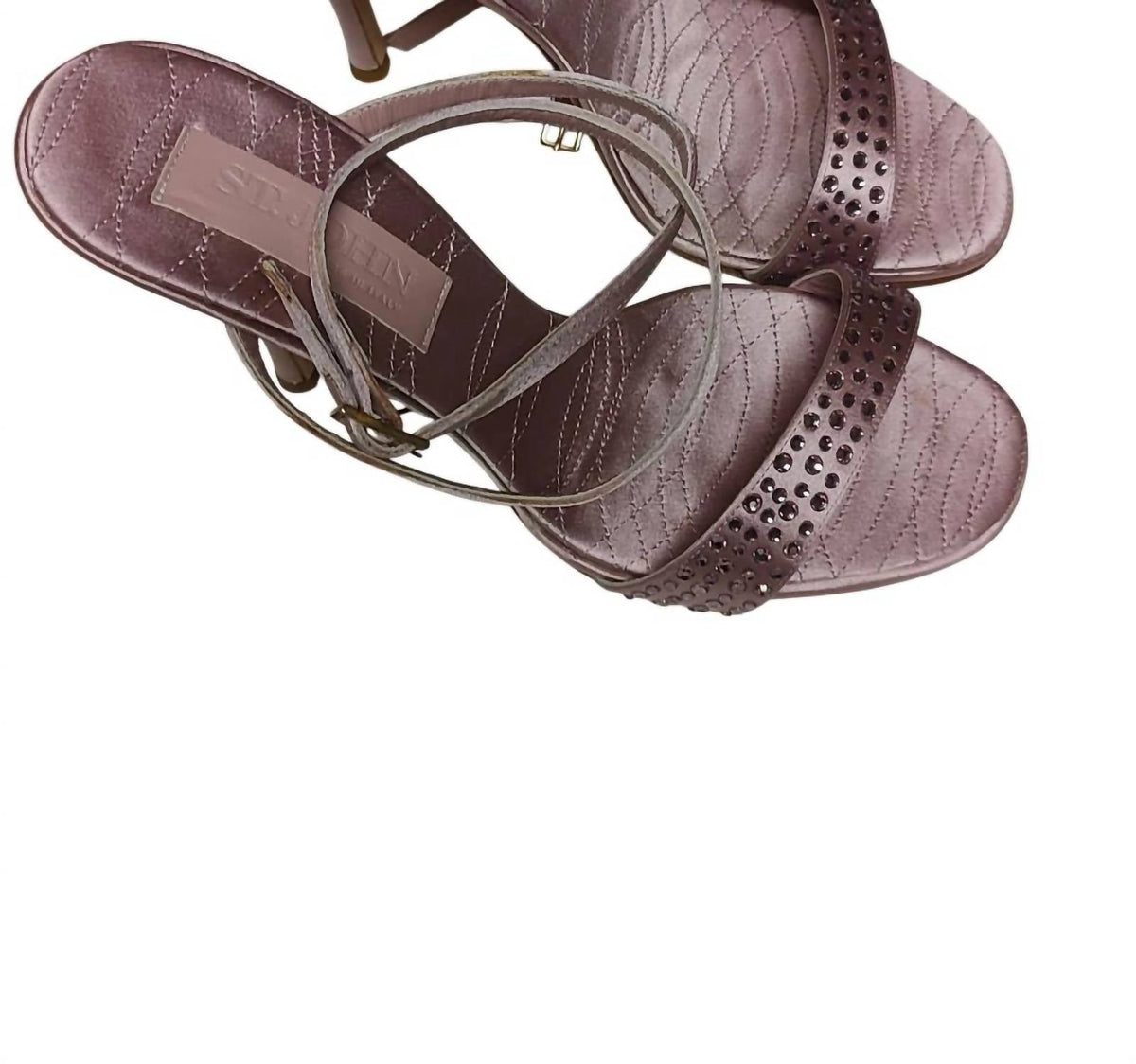 St. John - Satin Ankle Strap Embellished Beaded Heels