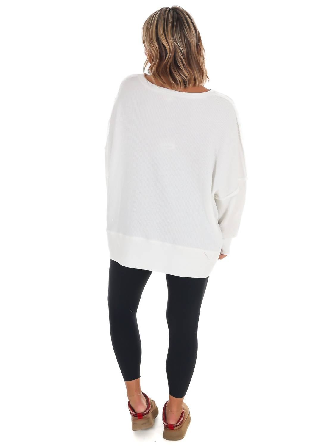 Bibi - Christmas Plaid Merry Waffle Knit Pullover Sweater
