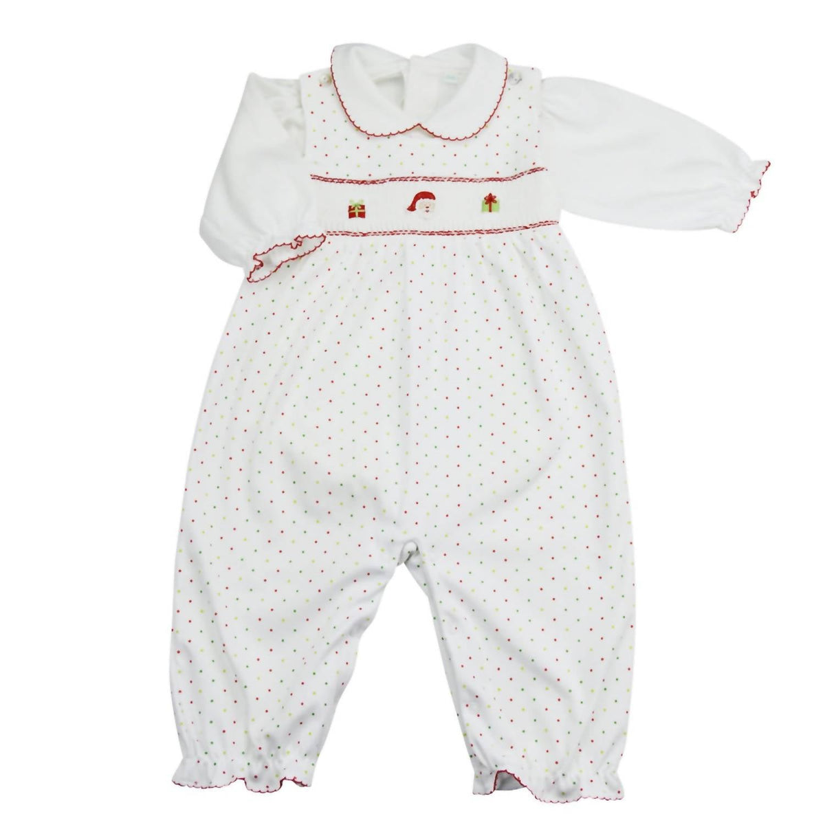 Baby Threads - Baby Girls Tis The Season 2-piece Smocked Romper Set