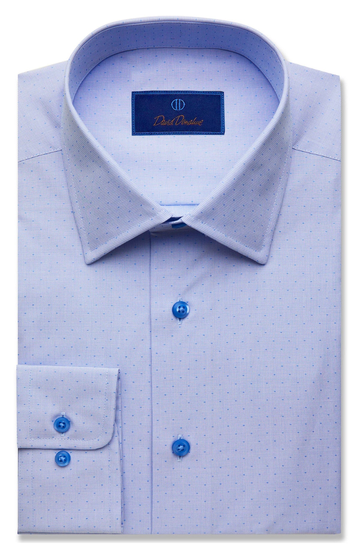 David Donahue Trim Fit Dress Shirt in Blue, Size 18.5 - 34