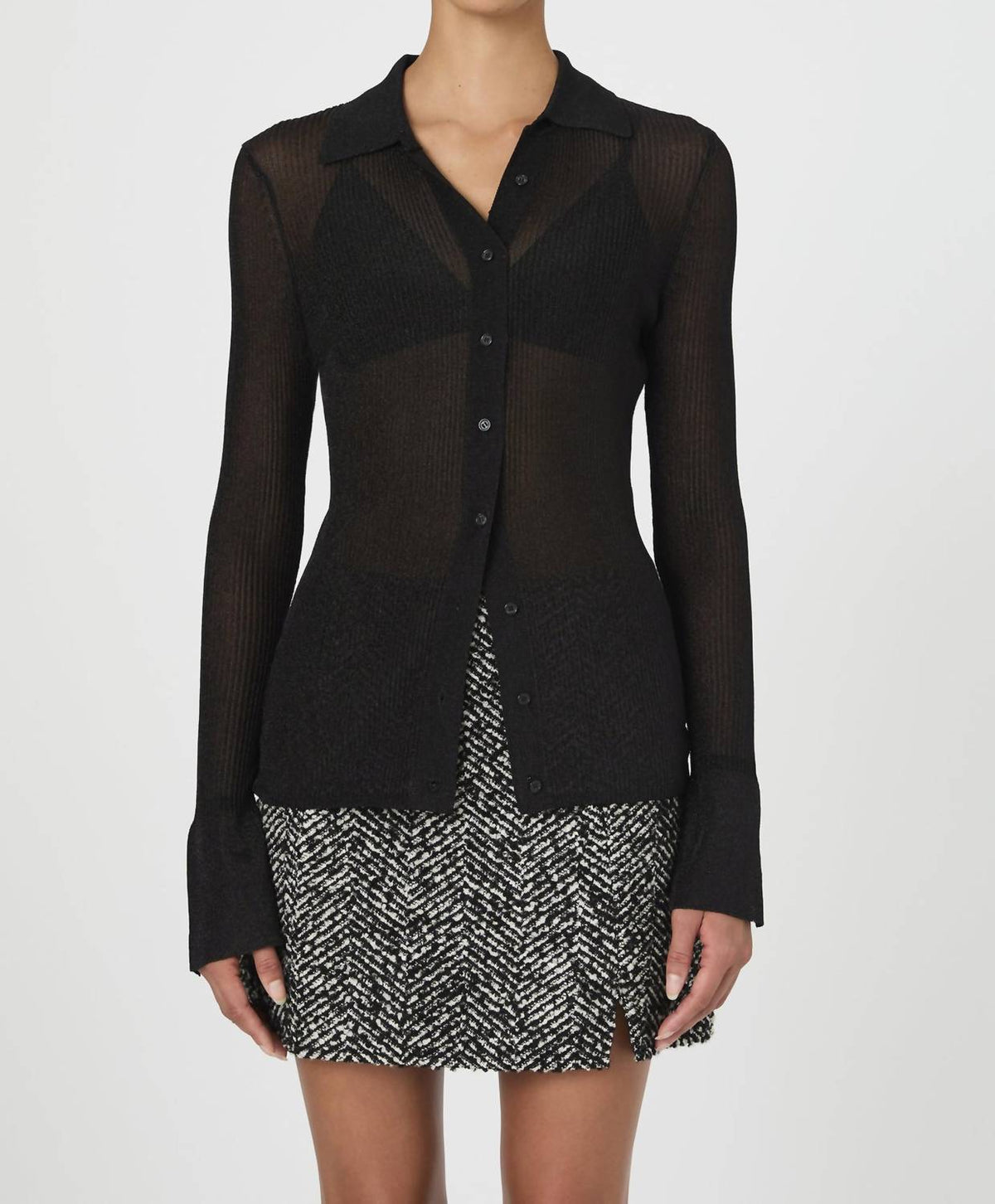 French Connection - Lurex Mix Collared Top
