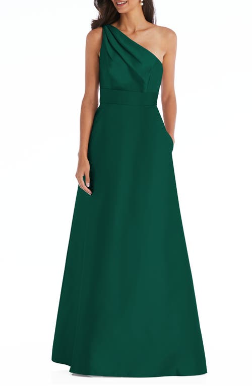 alfred-sung-one-shoulder-a-line-gown-in-hunter-size-14