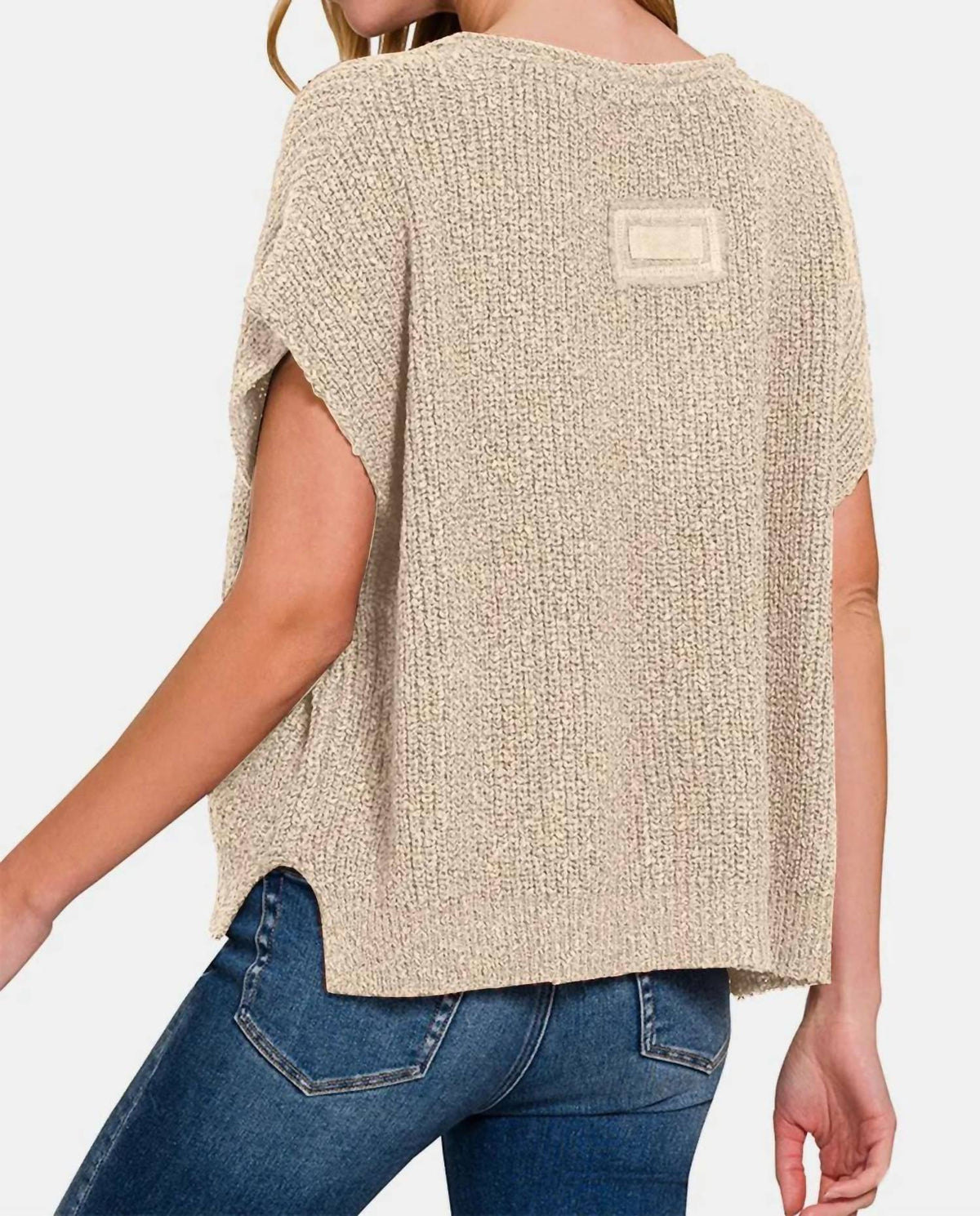 Zenana - Short Sleeve Side Slit Sweater