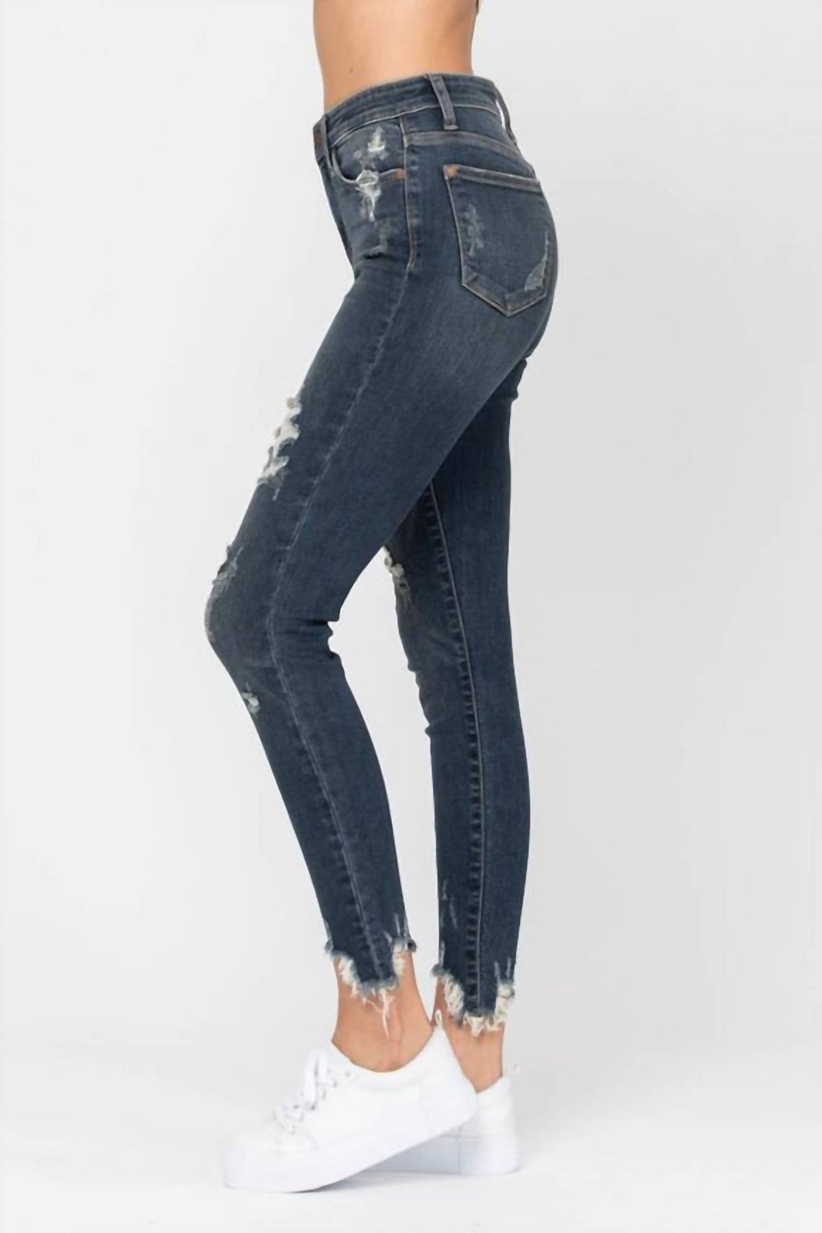 Judy Blue - Destroyed Hem Skinny Jeans