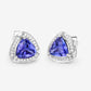 3.70 Carat Genuine Tanzanite and White Diamond 14K White Gold Earrings