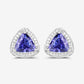 3.70 Carat Genuine Tanzanite and White Diamond 14K White Gold Earrings