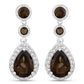 7.34 Carat Genuine Smoky Quartz and White Topaz .925 Sterling Silver Earrings