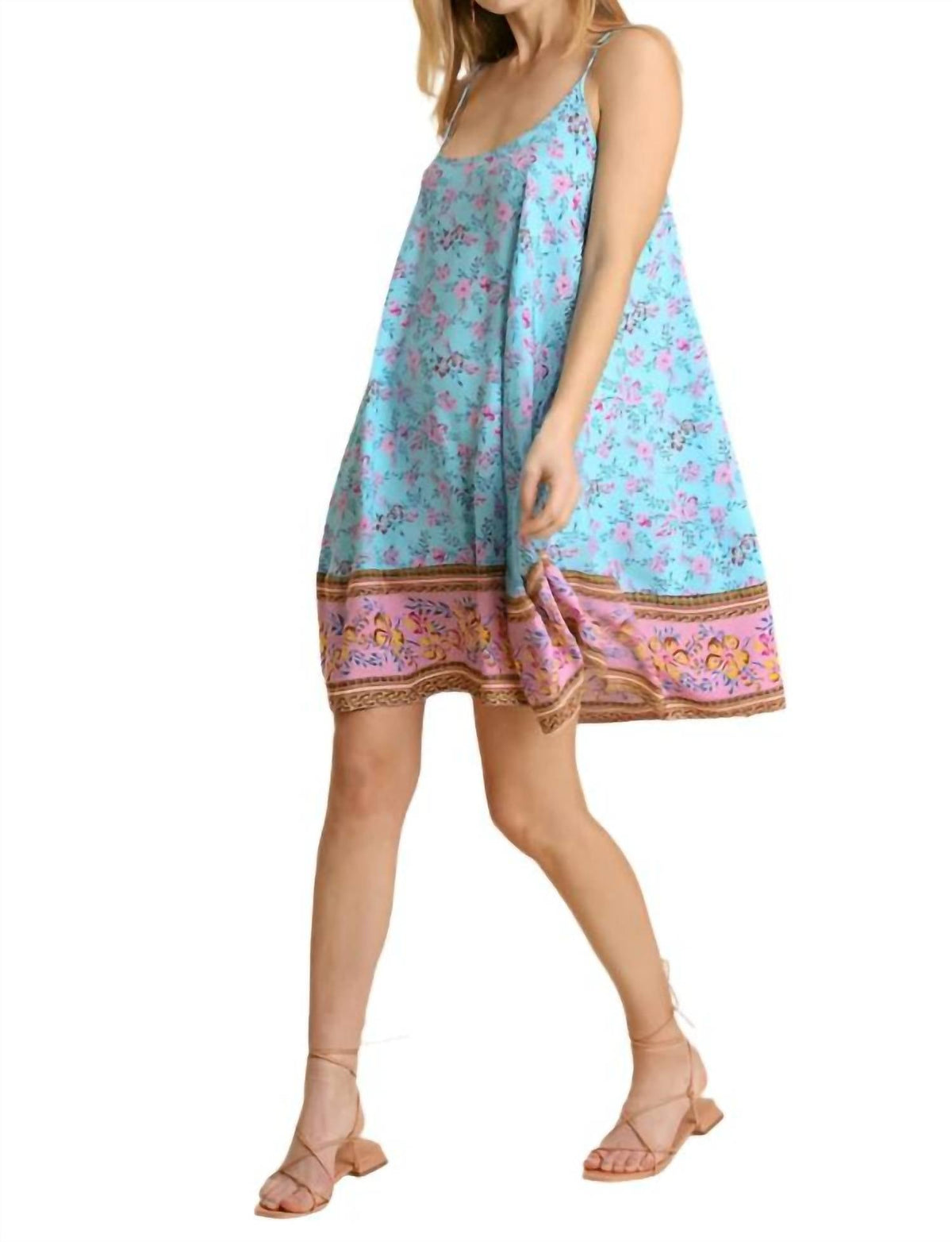 Umgee - Floral Spaghetti Strap Flowy Dress