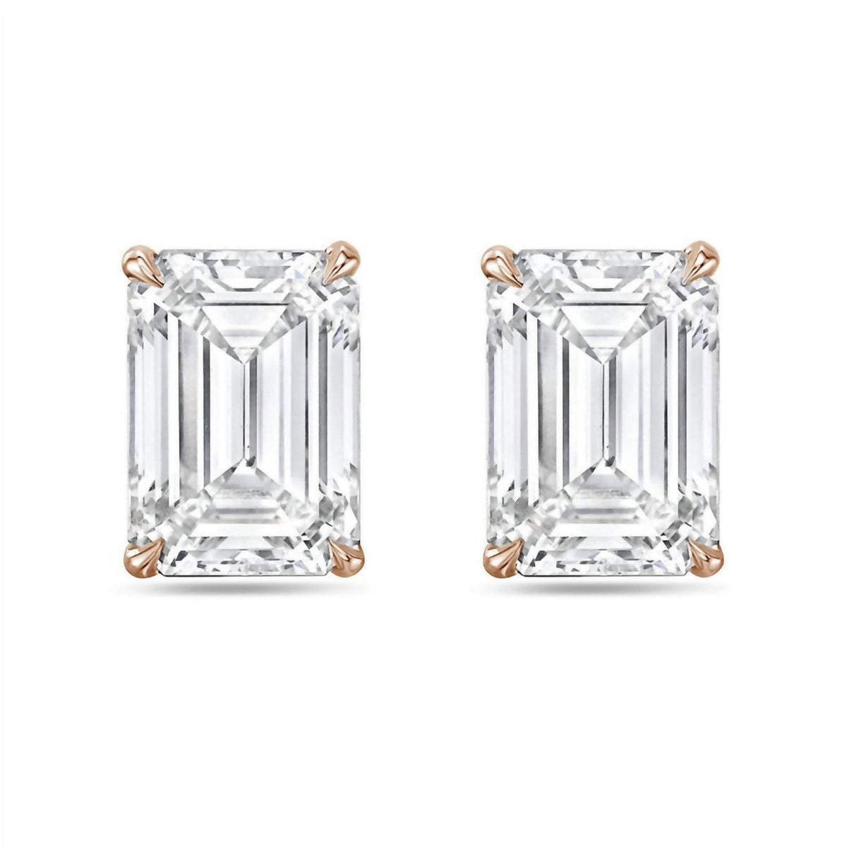 Diana M Jewels - 3.00 Cts Lab Grown Emerald Cut Stud Earrings