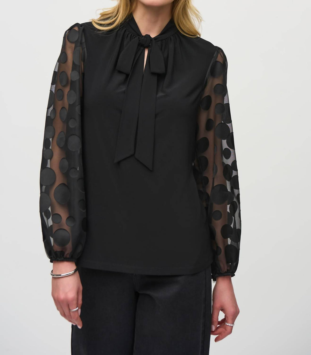 Joseph Ribkoff - Polka Dot Tie Front Top
