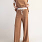 Ee:Some - Contrast Waist Straight Leg Pants
