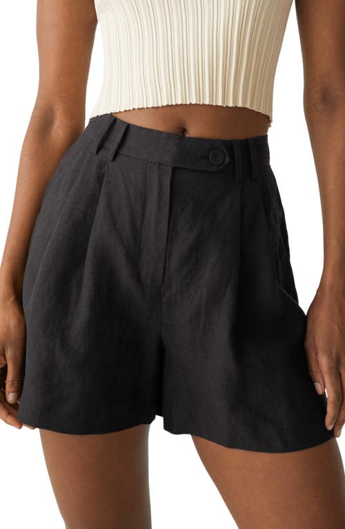 & Other Stories Relaxed Fit Linen Shorts in Black, Size 10