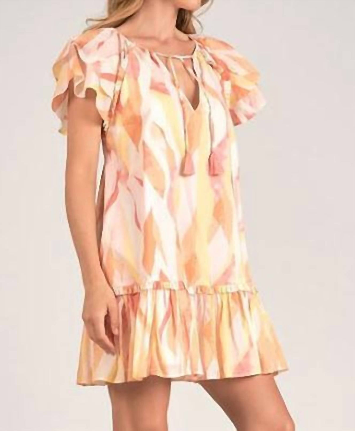 Elan - Amalfi Print Ruffle Dress