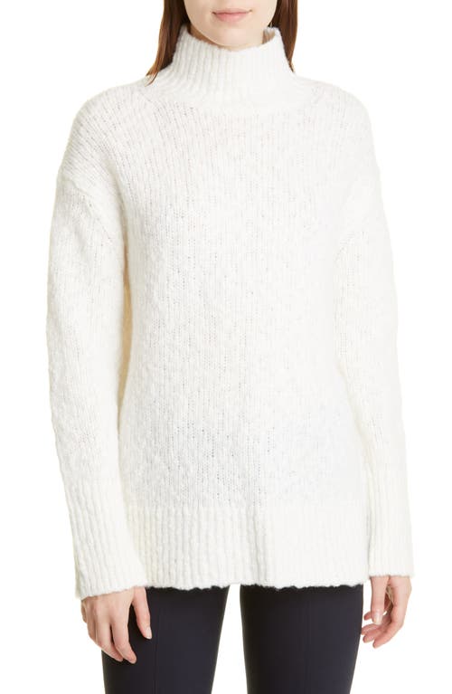 Vince Turtleneck Wool Blend Tunic Sweater in Cream, Size Large