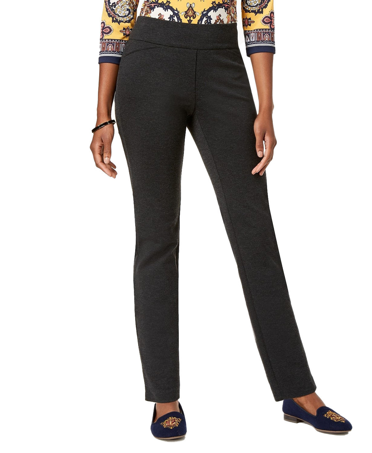 Charter Club Women's Petite Pull-On Ponté-Knit Pants Heather Gray Size 12P