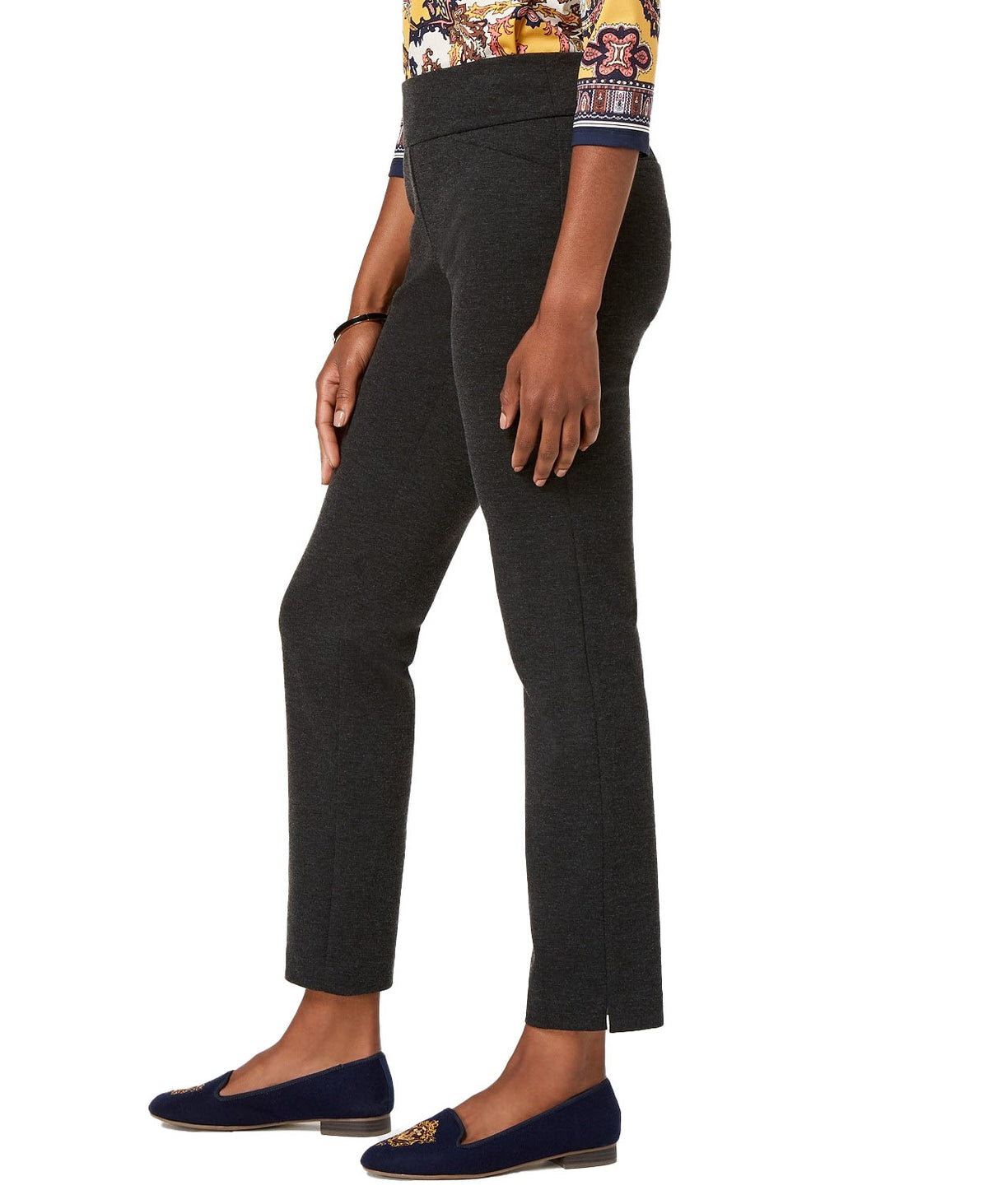 Charter Club Women's Petite Pull-On Ponté-Knit Pants Heather Gray Size 12P